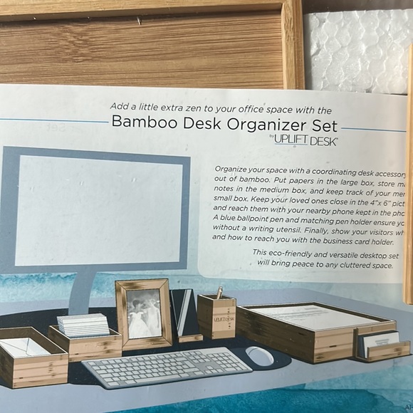 Bamboo desk organizer set from uplift NEW - Picture 2 of 7